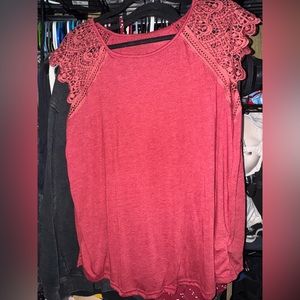SHEIN Curve size 2xl burnt red crochet sleeve top